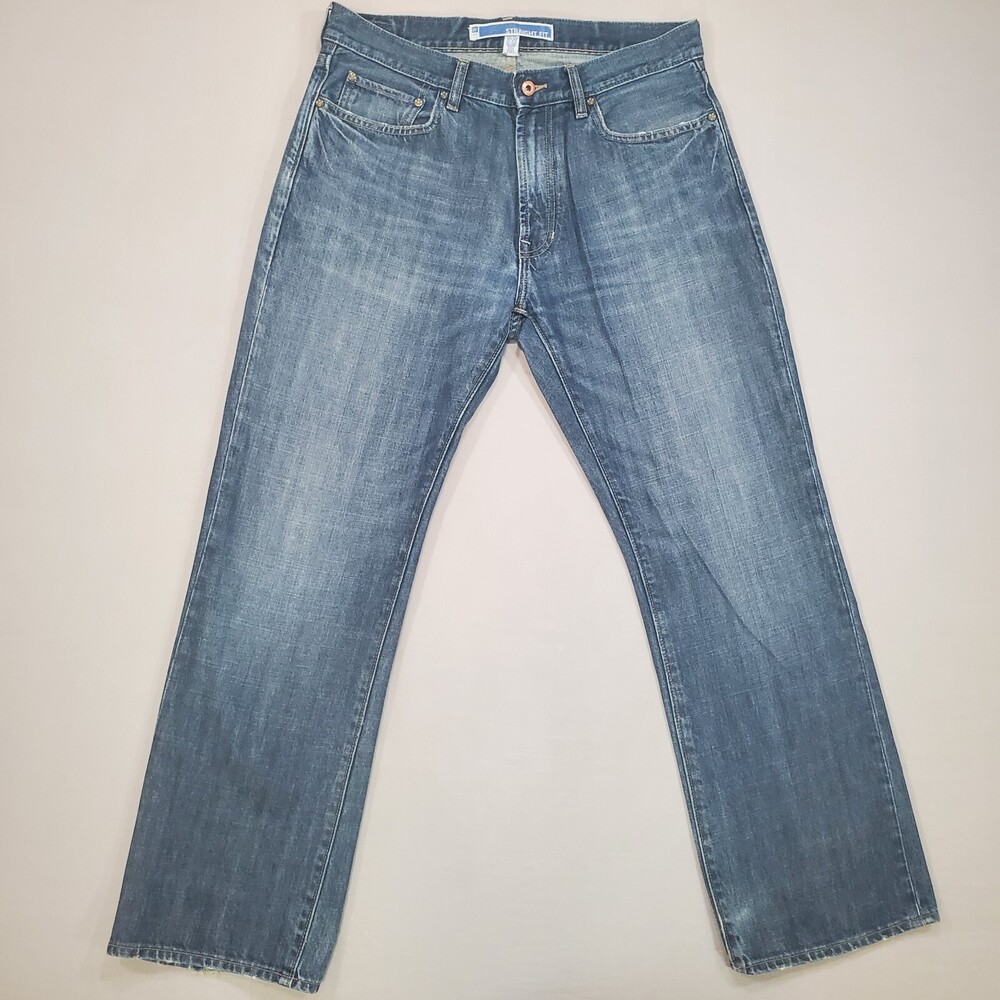 Vintage Gap Jeans Mens 32x30 Straight Fit Broken In Blue Faded Whiskered Denim